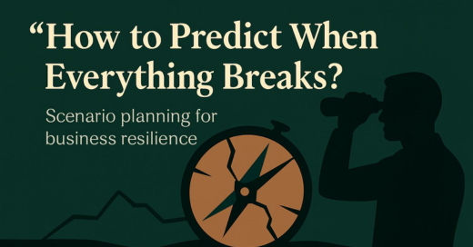 Illustration of a businessperson looking through binoculars at diverging paths, symbolizing scenario planning, adaptability, and navigating uncertainty in volatile global markets.