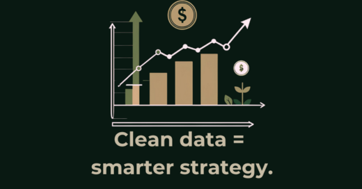 Illustration of artificial intelligence processing and cleaning messy business data to uncover clear trends and accurate insights for decision-making and forecasting.
