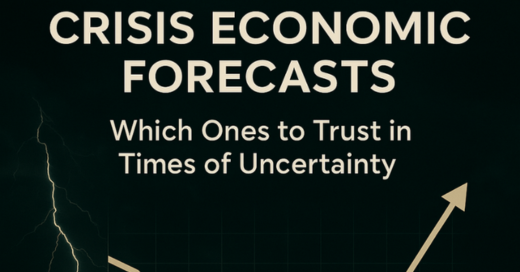 Graph showing fluctuating economic trends during a crisis, with a bright upward line symbolising recovery based on accurate crisis economic forecasts.