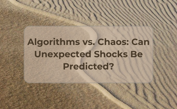Illustration comparing algorithms and chaotic systems: data scientists test predictive models against sudden shocks, visualising early-warning indicators, model uncertainty and adaptive strategies to strengthen forecasting and organisational resilience.