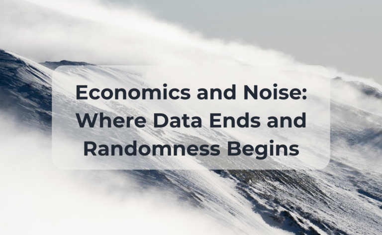Illustration of analysts examining where data ends and Randomness begins: charts contrasting signal and noise, examples of model breakdowns, and teams designing robust strategies to operate amid high uncertainty.