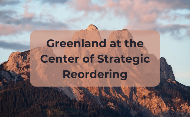 Map-style graphic showing Greenland’s role in strategic reordering: melting Arctic sea routes, rare-earth and critical-mineral deposits, military bases and diplomatic links — highlighting consequences for supply chains, security and investment.